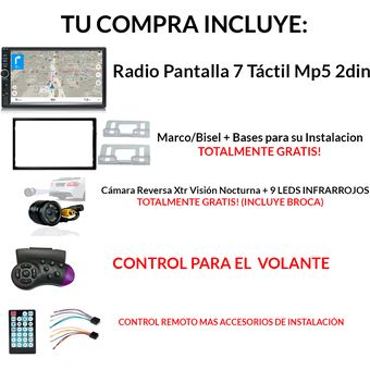Radio Pantalla Para Carro Auto Coche Con Camara De Reversa Control Volante