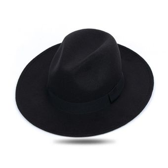 con hebilla negra gorro de visera plana para Otoño e Invierno WAN（#Black） Sombrero de fieltro Panamá estilo Vintage para hombre 