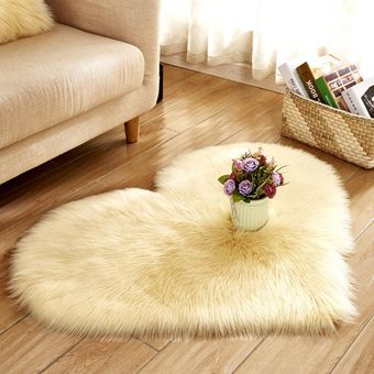 Love Heart-alfombra peluda de lana Artificial para sala de estar al 