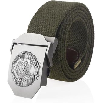 Bokadiao-Cinturón De Lona Para Hombre Y Mujer Con Emblema Nacional Soviético 3d Hebilla De Metal Cinturón Táctico Del Ejército Cccp Correa Militar 