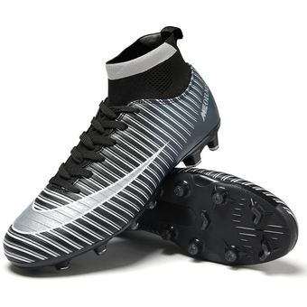 Zapatos De Fútbol De Caña Alta Antideslizantes Uñas Larga Negro AG 