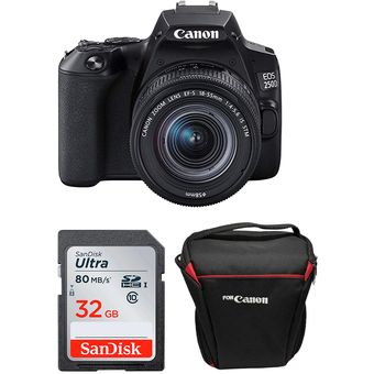 Camara Canon EOS 250D lente 18-55mm Imagen, Sonido Cámaras digitales  Cámaras digitales