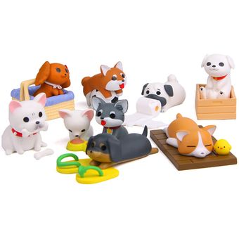 8 piezas Mini lindo cachorro de dibujos animados modelo de perro de ju 