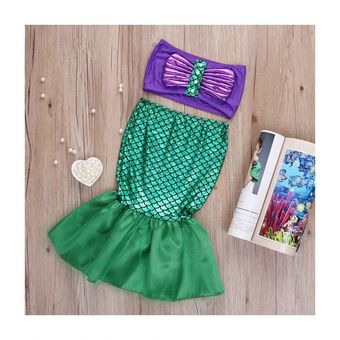 Disfraz o Kit Sirena Verde para niña: Top y Falda