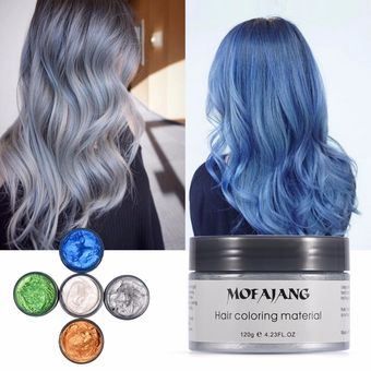 Mofajang 120g Cera Para Colorear El Cabello Gris Ceniza De Plata Fuerte Retención Temporal Tinte De Pelo Gel Barro Fácil Lavar El Color Del Pelo