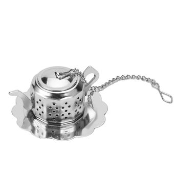 Bandeja Acero inoxidable tetera de té Infuser especias Tamiz bebida a base de plantas Filtro Bandeja Acero inoxidable tetera de té Infuser especias Tamiz bebida a base de plantas Filtro