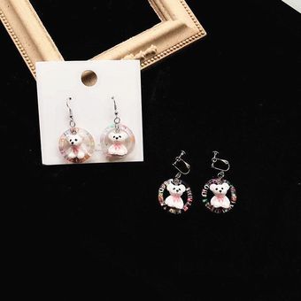 Aretes De Nuevos Pendientes Rosados Lindos De Oso Redondo 