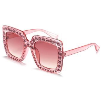 Gafas de sol de diamante cuadrado de cristal con gafas demujer 