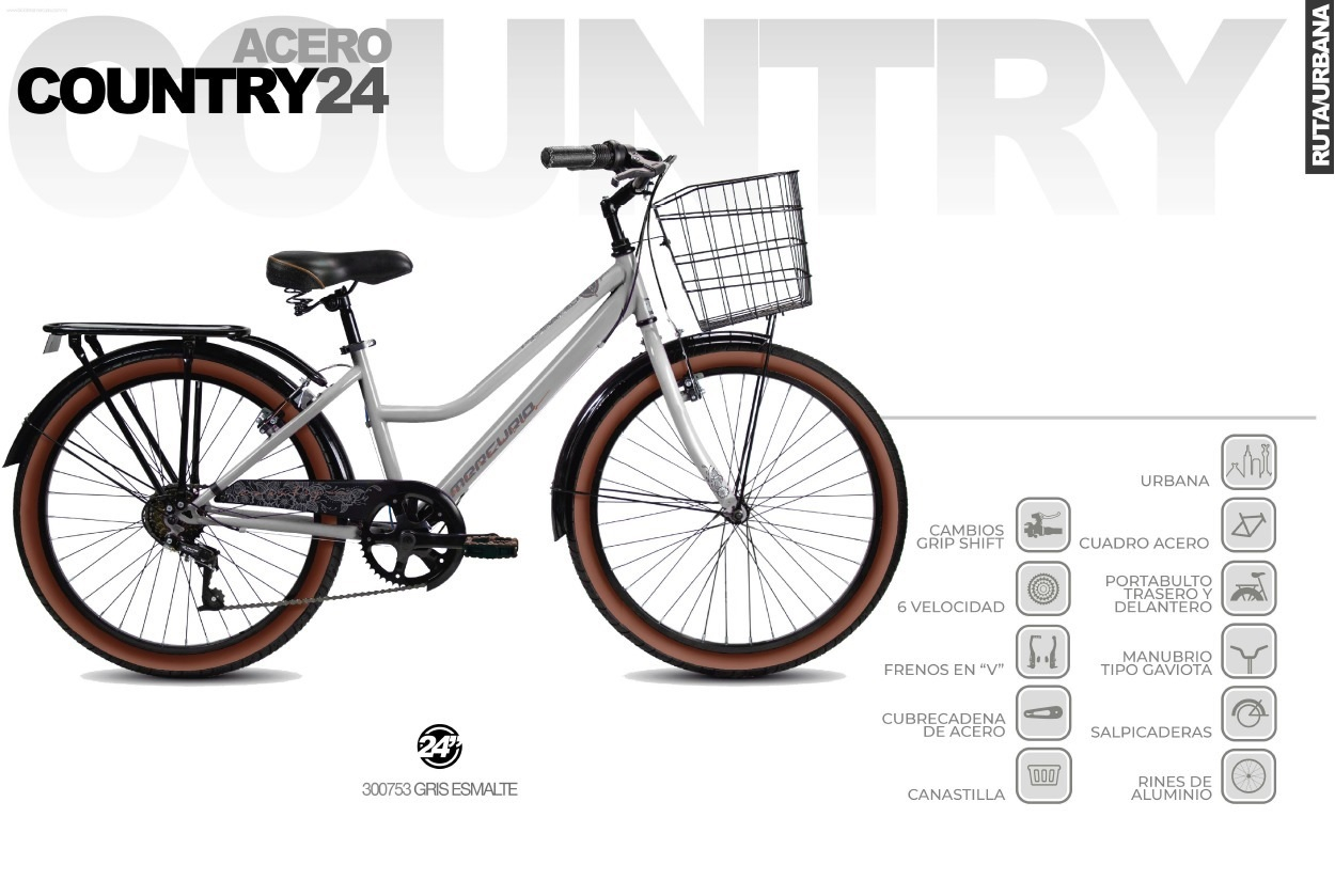 Bicicleta Mercurio R24 Country GRIS 2021