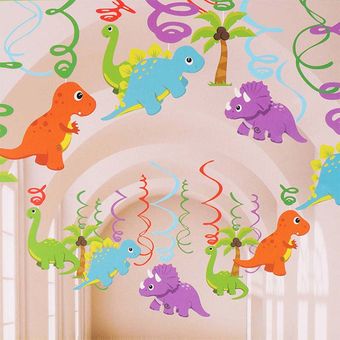 Decoraciones para fiesta de cumpleaños de dinosaurio espirales colga 