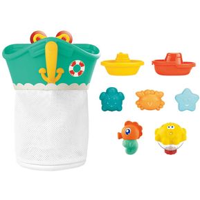 Kit de juguetes para el agua, baño y playa balde + 7 juguetes Huanger