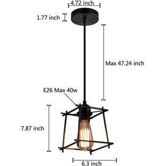 Retro Lámpara de Colgante industriales Lámpara de Techo Pantalla negro 