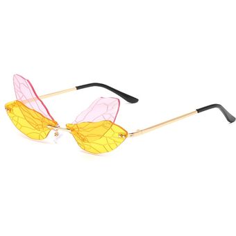 Gafas de lente transparente retro de ala de libélula sinmujer 