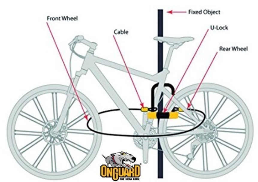 Candado U lock con cable  Bicicleta O Moto Onguard 8005 Seguridad 85