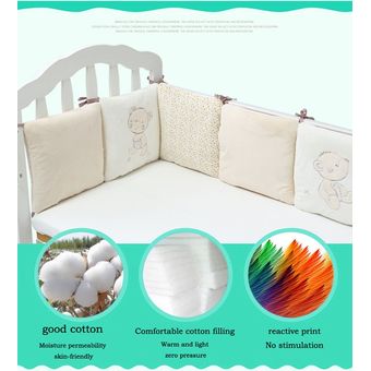 de algodón Parachoques de cuna para niños protección de cama de bebé Protector de cabeza de bebé 6 unidsset por juego 