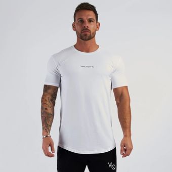 camiseta de manga corta ajustada para entrenamiento Camiseta deportiva para culturismo Camiseta de algodón de gimnasio para hombre camisetas informales de verano 
