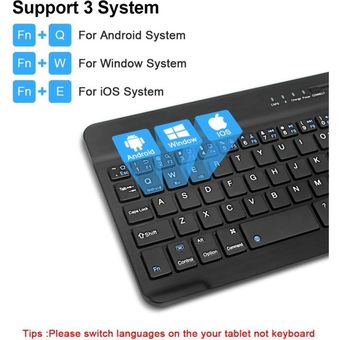 Teclado inalámbrico con Bluetooth para tableta PC Android iOS Mac SEISA