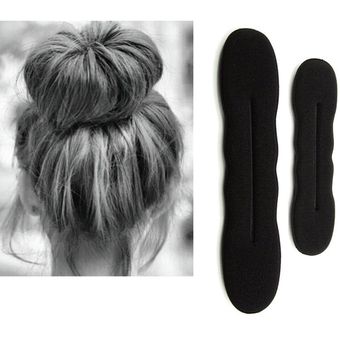 12 Uds. Clip de espuma rizador de pelo negro de 17,5 cm y 22,5 cm anillo mágico de esponja herramienta de giro de Donut Moño para peinado 