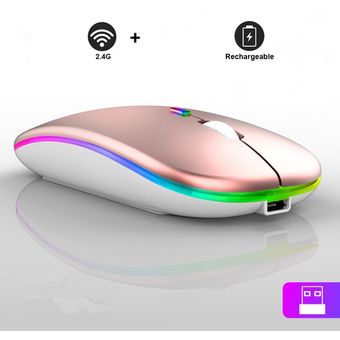 Ratón inalámbrico Bluetooth con USB Mouse RGB recargable BT5.2 para 