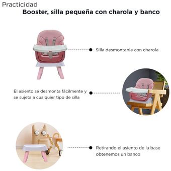 Silla Alta 4 en 1 D'Bebe Grow With Me Rosa