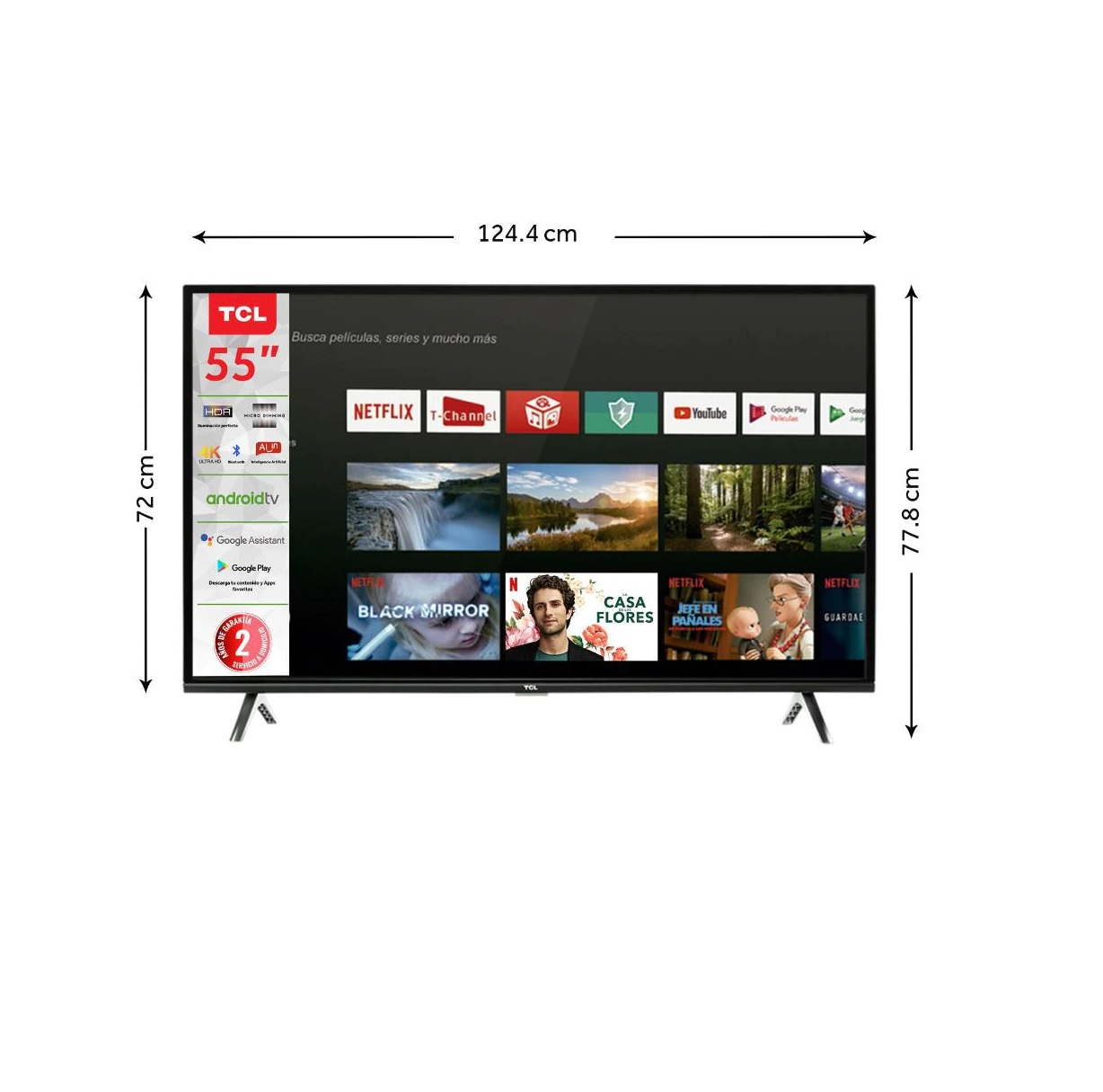 Pantalla TCL LED Smart TV de 55 pulgadas 4K/Ultra HD 55A435