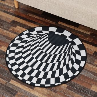 3D sin fondo del agujero manta de área de alfombra redonda antideslizante Alfombra Inicio Sala de la estera del piso-80x80CM 