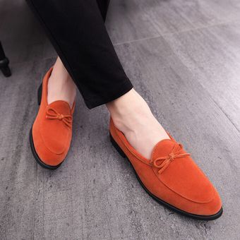 Mocasines De Ocio Para Hombre De Gran Tamaño 47 Zapatos De Vestir De Fiesta De Gamuza Naranja 