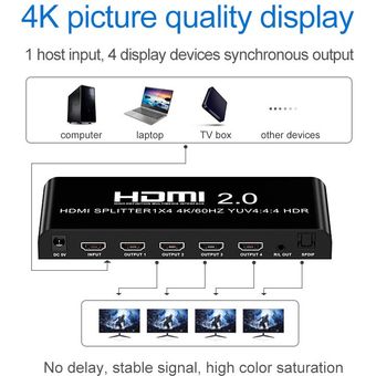 Divisor De Aluminio Compatible Con HDMI 4K  60Hz Para Pantalla-Negro 