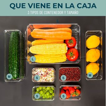 Organizador Nevera Cocina Set 7 Contenedores Con Tapa