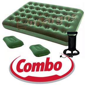 COMBO Colchon Inflable doble + 2 almohadas + Inflador