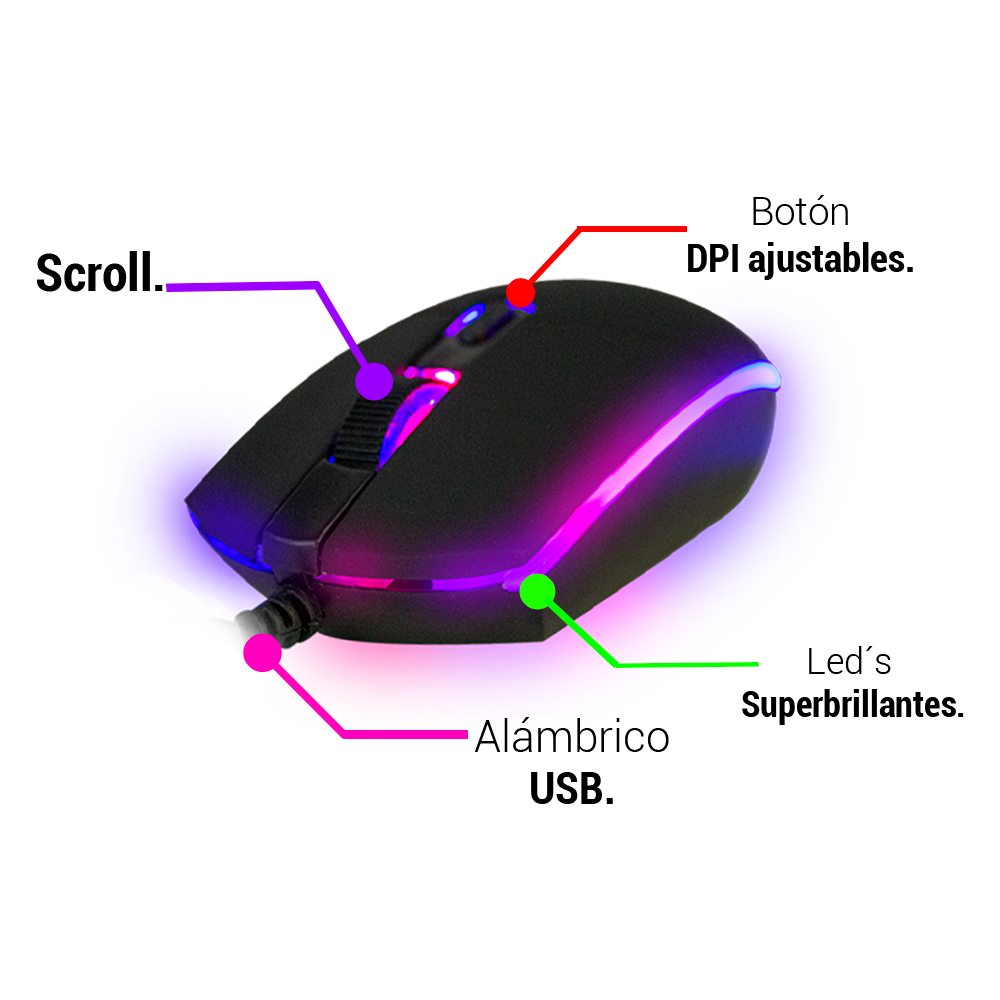 Mouse Gamer Ratón Óptico Usb Con Luz Led Rgb Sentry Gaming