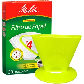 Portafiltro Melitta Verde Lima (Tamaño #4) con 30 filtros