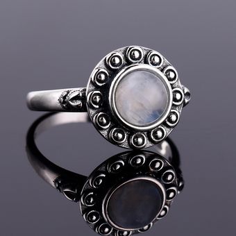 Anillo Natural Nasiya Design Rainbow Moonstone Ring 925 De 