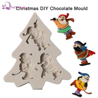 Navidad lindo Santa Claus molde DIY silicona Fondant herramienta de decoración para hornear molde de chocolate 