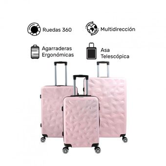 Set Maletas Rack & Pack Color Rosa Con 4 Ruedas 360° 3 Piezas
