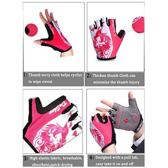 JAUNTY Guantes de ciclismo para mujer, guantes de bicicleta de medio dedo  acolchados de gel para mujer, guantes de bicicleta para mujer