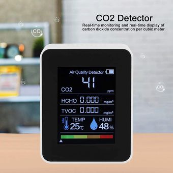 Detector de dióxido de carbono de pantalla duradera de color portátil Detector de carbono blanco 