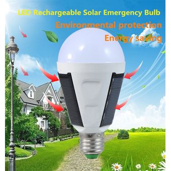 Bombilla LED solar portátil para exteriores 12W E27 5700K Blanco frío 