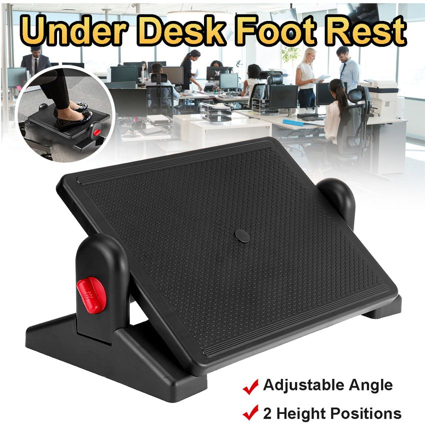 Reposapiés debajo del escritorio del pie de la pierna de descanso para Silla de oficina ergonómico ordenador plástico-Negro