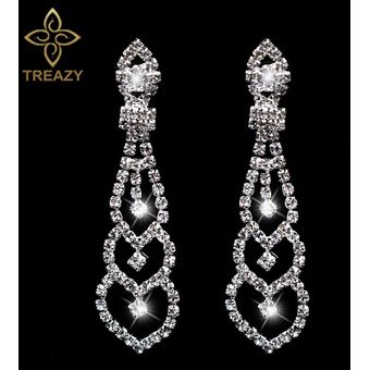 Treazy Bonitos Pendientes De Novia De Cristal Pendientes De 