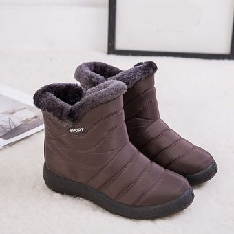 Zapatos de algodón para mujer Nieve cálida cálida encadenada plana zapatos al aire libre botas coreanas 