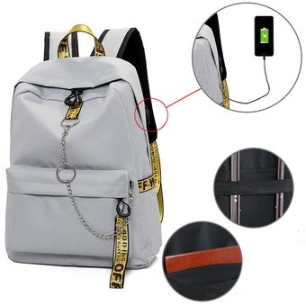 Winmax grande USB mochilas con carga hombres mujeres Anti-ladron moda viaje mochila escolar para adolescentes listón para chicas cadenas Laptop mochila WT #S36180-grey 