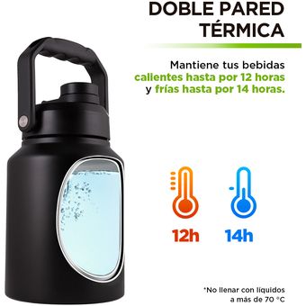 Termo Hikeo 83148 Color Negro De Acero Inoxidable Doble Pared Aislante  Extra Grande 3.78 L