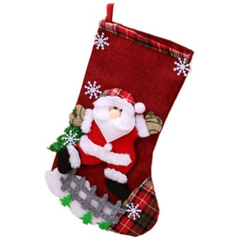 El viejo colorido Navidad Medias colgantes decoración decorativo Calcetines grandes botas de lino colorido árbol de Navidad 