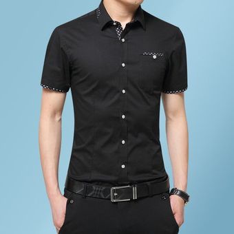 Camisa de alta calidad para hombre Camisa casual de negocios de caballero británico Negro 
