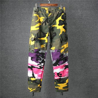 Envío de la gota de Patchwork de camuflaje pantalones de los hombres Hip HopRAP Hip Hop internacional Casual pantalones de camuflaje Streetwear Joggers pantalones NXP12 WOT 