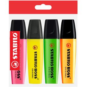 Estuche 4 Marcadores Fluorescentes STABILO BOSS Original - Subrayador - Los  mejores precios