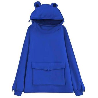 Women Hoodie Frog Pullover  Winter Hooded Casual Sweatshirts Autumn Embroidery Loose Top Doll Decoration Hoodies（NO.#3） 