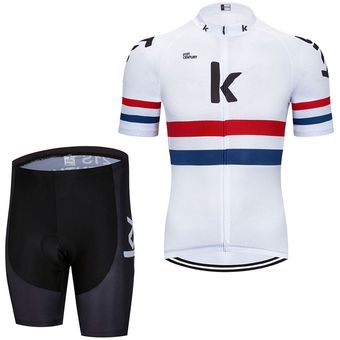 Conjunto de jersey de bicicleta de manga corta blanco Cycling Team 
