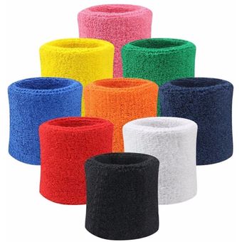 2PCS Colorful Cotton Unisex Sport Sweatband Wristband Wrist Protector Running Badminton Basketball 